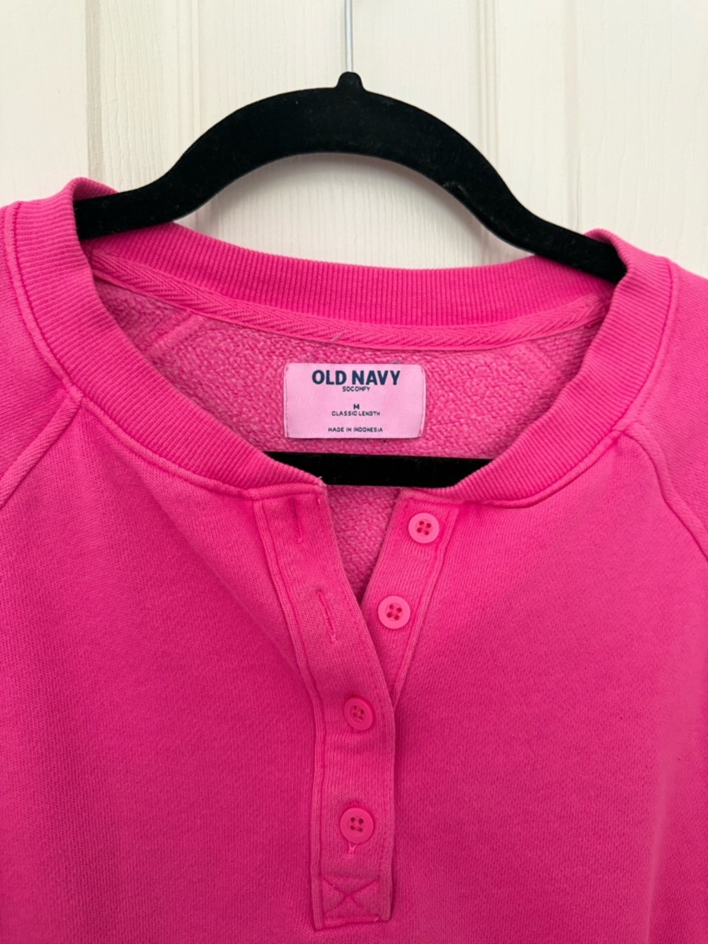 Old Navy Hot Pink Henley Sweatshirt - Picture 3 of 5